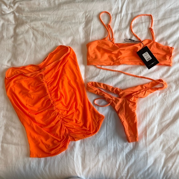 Fashion Nova Other - Miami Sun 2 Piece Orange Swimsuit and Coverup Set XL